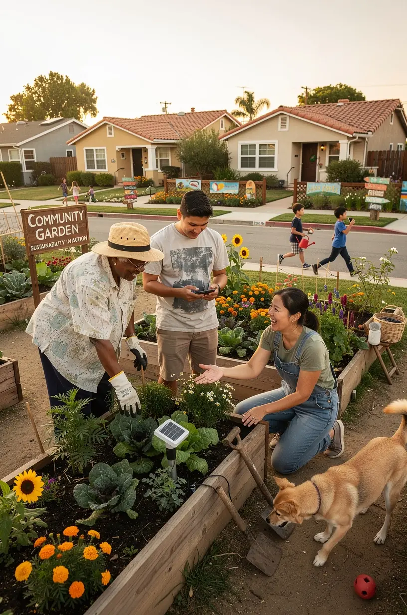 A local small business owner installing energy-efficient smart lighting as part of a neighborhood innovation initiative.